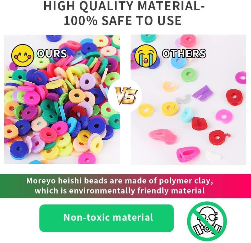 MIIIM 3600 PCS 10 Strands Clay Beads Polymer Clay Beads for Jewelry Making  Vinyl Heishi Beads 6mm for Surfer Bracelets Necklace Making (Pink) - Image 5